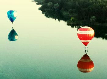 Close-up of multi colored red balloon