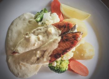 High angle view of salad in plate