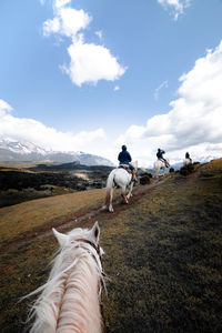 View of horse on landscape against sky