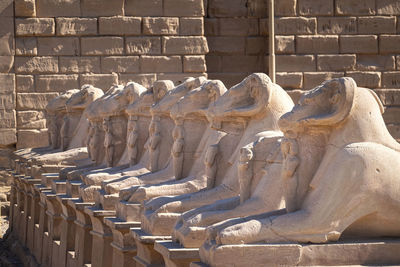 Row of goat sculptures. ancient egyptian.