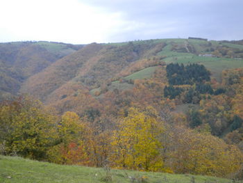 Scenic view of landscape against cloudy sky