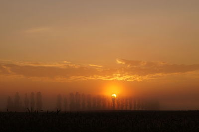 Scenic view of landscape at sunset