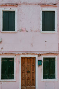 Closed door of old building