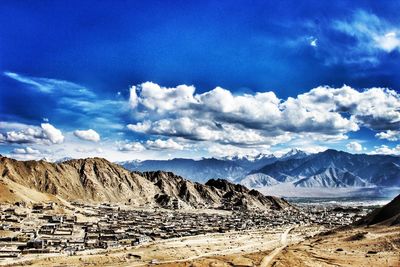 Panoramic view of mountains against sky
