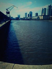 View of harbor against sky