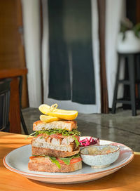 Close-up of food on table