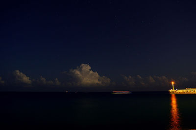 Scenic view of sea against sky at night