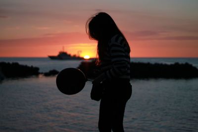 Scenic view of sunset over sea