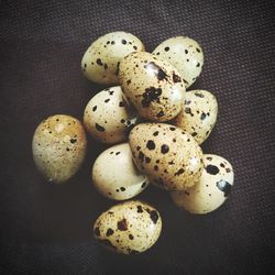 High angle view of eggs on table