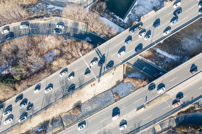 High angle view of buildings in city