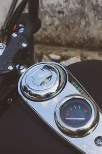 High angle view of vintage car on table