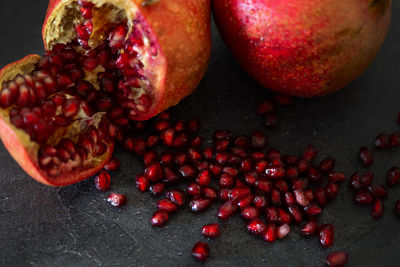 High angle view of fruits on table