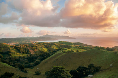 Scenic view of landscape against sky during sunset