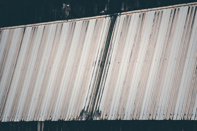 Close-up of metallic roof against wall