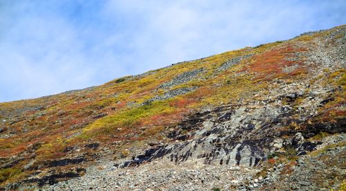 Low angle view of mountain against sky