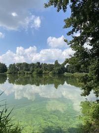 Scenic view of lake against sky