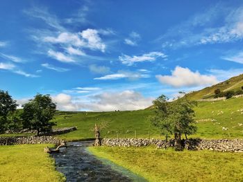 Scenic view of landscape against cloudy sky