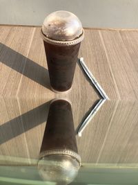 High angle view of drink on table