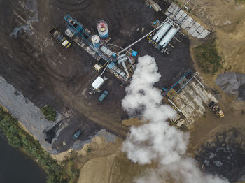 Aerial view of asphalt plant at moscow, russia