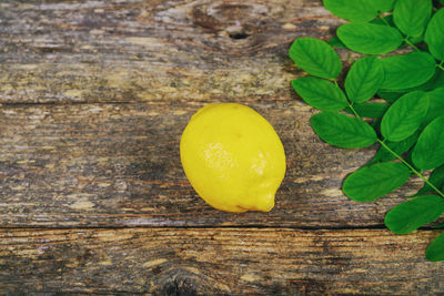 Close-up of yellow fruit on table