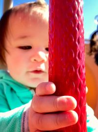 Close-up portrait of boy holding ice cream