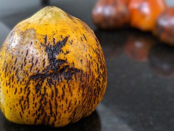 Close-up of pumpkin on table