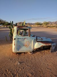 Abandoned car in desert