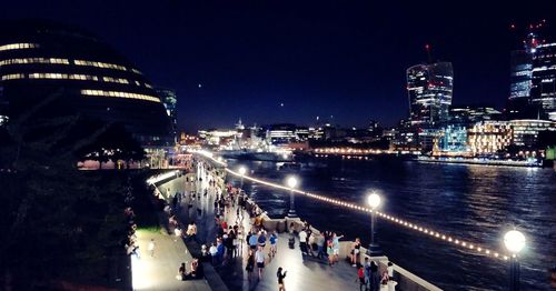 Group of people in city at night