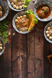 High angle view of food on table