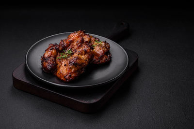 Close-up of food in plate on table