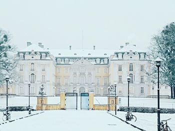 Built structure against clear sky during winter