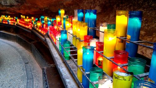 Close-up of illuminated candles