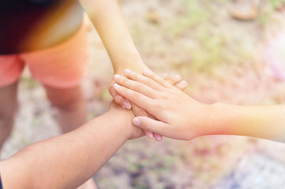 Close-up of couple hands