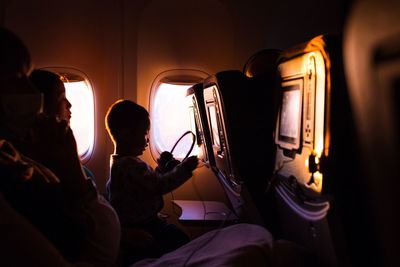 Close-up of woman in dark