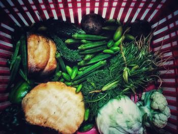 High angle view of vegetables