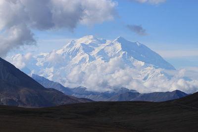 Scenic view of mountains against sky