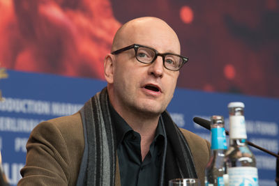 Close-up of young man wearing eyeglasses