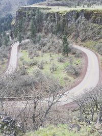 High angle view of winding road on mountain