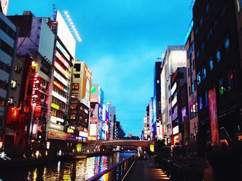 View of illuminated city at night