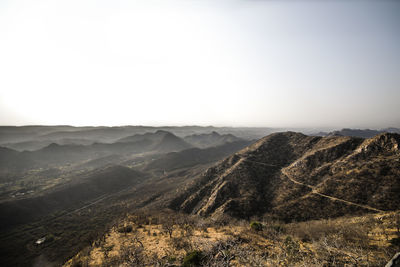 Scenic view of mountains against clear sky