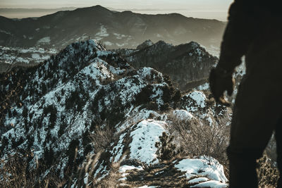 Man and mountain moody landscape - cinematic look image