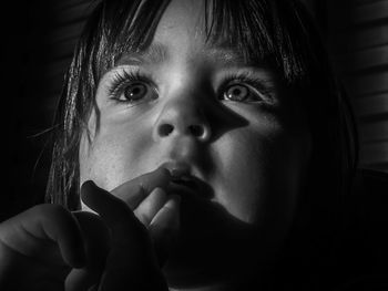 Close-up of my daughter in black and white a very beautiful little girl