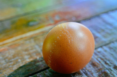 Close-up of egg on table