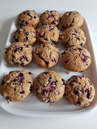 Close-up of cookies in plate