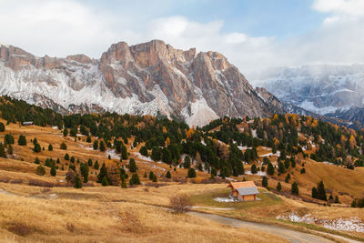 Aerial view of rock landscape against sky