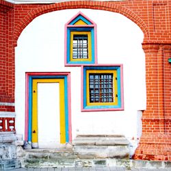 Close-up of red door