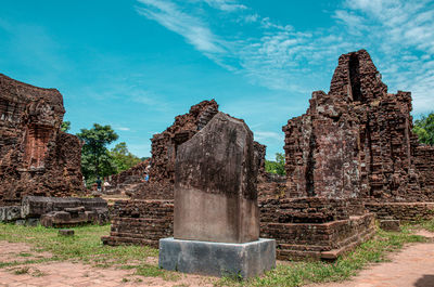 Old ruins of temple against sky