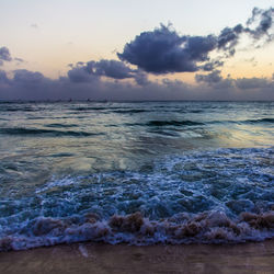 Scenic view of sea against sky during sunset