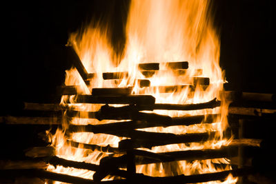 Close-up of bonfire at night