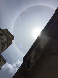 Low angle view of rainbow against sky